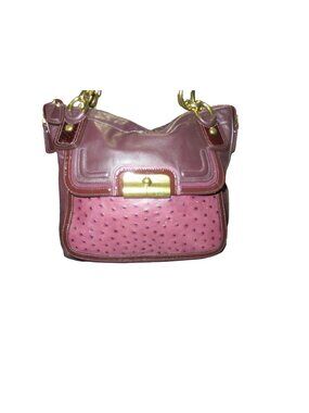 Coach 2011 Kristin Ostrich Embossed Mixed Leather Plum Purple Satchel